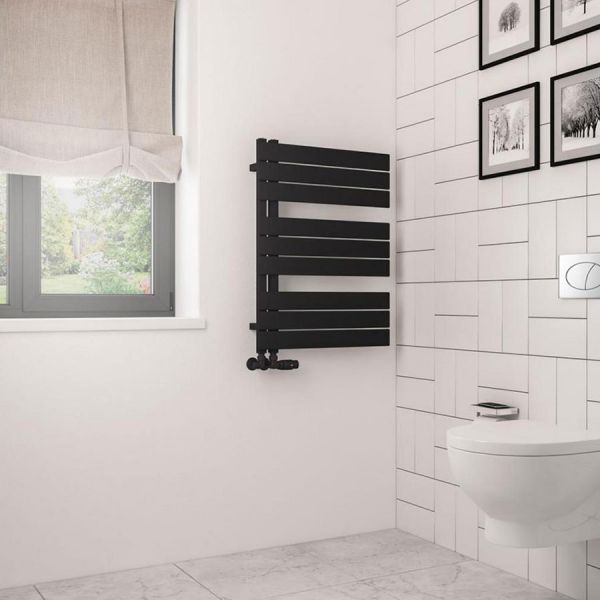 Eastbrook Helmsley 800 x 600 Matt Black Designer Towel Rail #2