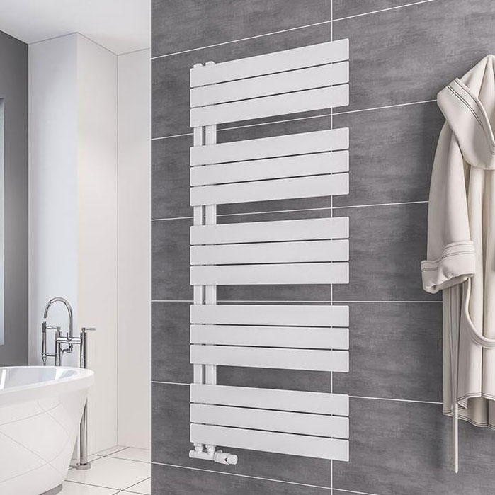Eastbrook Helmsley 1400 x 600 Matt White Designer Towel Rail 89.0619