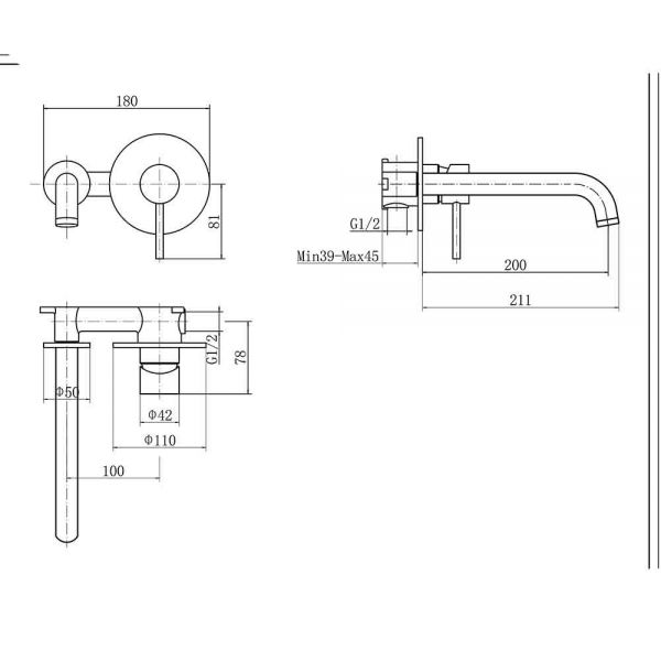 Eastbrook Heyford Chrome Wall Mounted Basin Mixer Tap #2