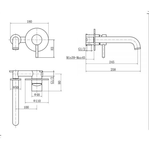 Eastbrook Heyford Chrome Wall Mounted Bath Filler Tap #2