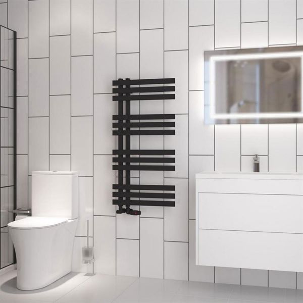 Eastbrook Hurley 1000 x 500 Matt Black Designer Towel Rail #2