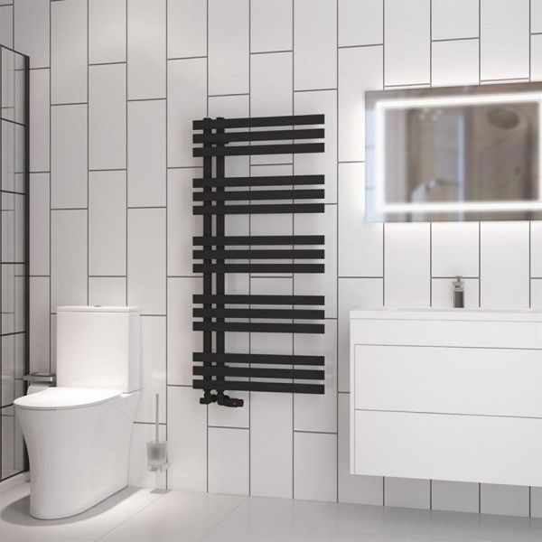 Eastbrook Hurley 1200 x 600 Matt Black Designer Towel Rail #2