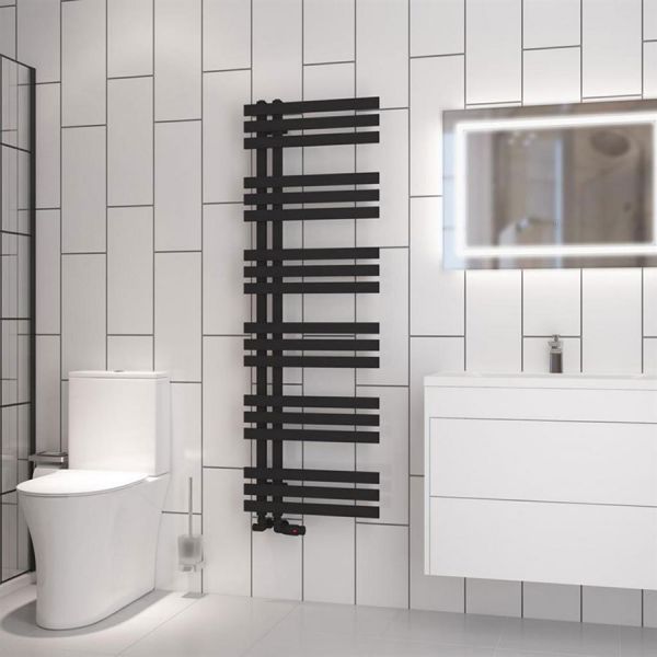 Eastbrook Hurley 1500 x 500 Matt Black Designer Towel Rail #2