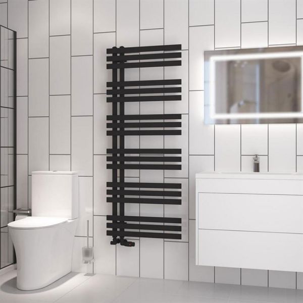 Eastbrook Hurley 1500 x 600 Matt Black Designer Towel Rail #2