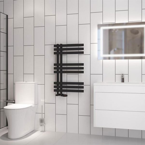 Eastbrook Hurley 800 x 500 Matt Black Designer Towel Rail #2