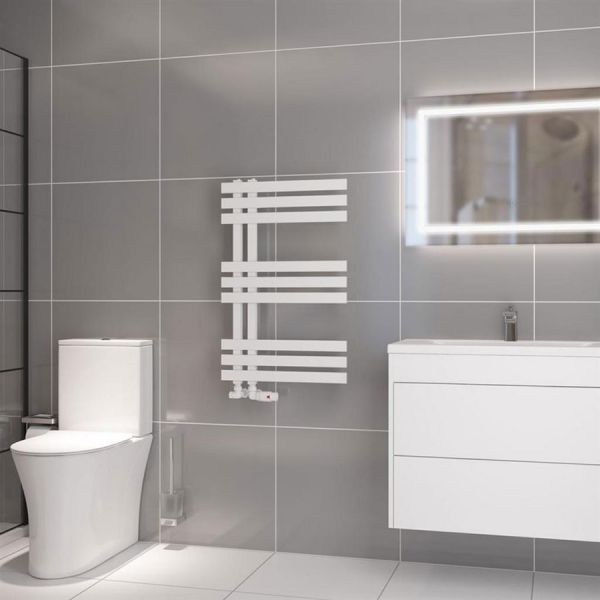 Eastbrook Hurley 800 x 500 Matt White Designer Towel Rail #2