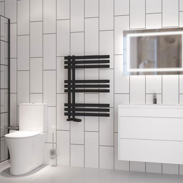 Eastbrook Hurley 800 x 600 Matt Black Designer Towel Rail #2