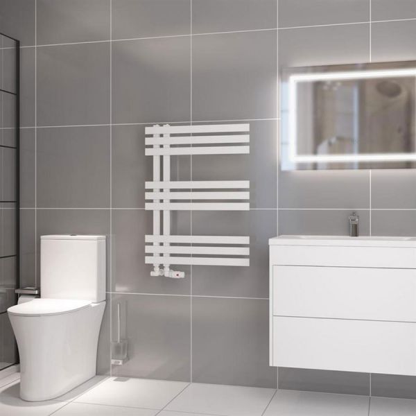 Eastbrook Hurley 800 x 600 Matt White Designer Towel Rail #2