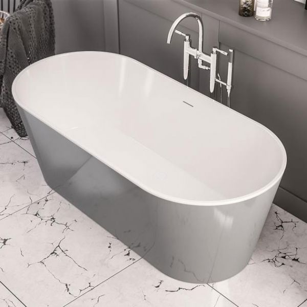 Eastbrook Lambeth Gloss Grey Double Ended Freestanding Bath 1590 x 740mm #2