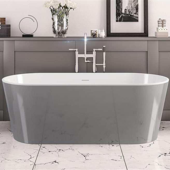 Eastbrook Lambeth Gloss Grey Double Ended Freestanding Bath 1590 x