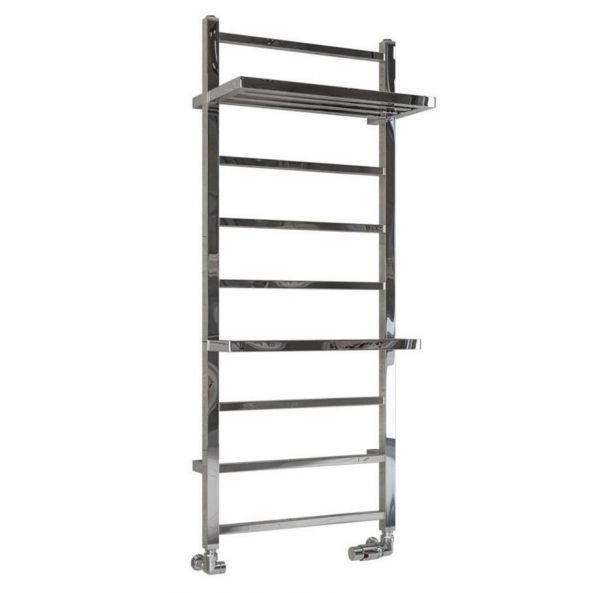 Eastbrook Launton 1200 x 500 Straight Chrome Towel Rail with Heated Shelves