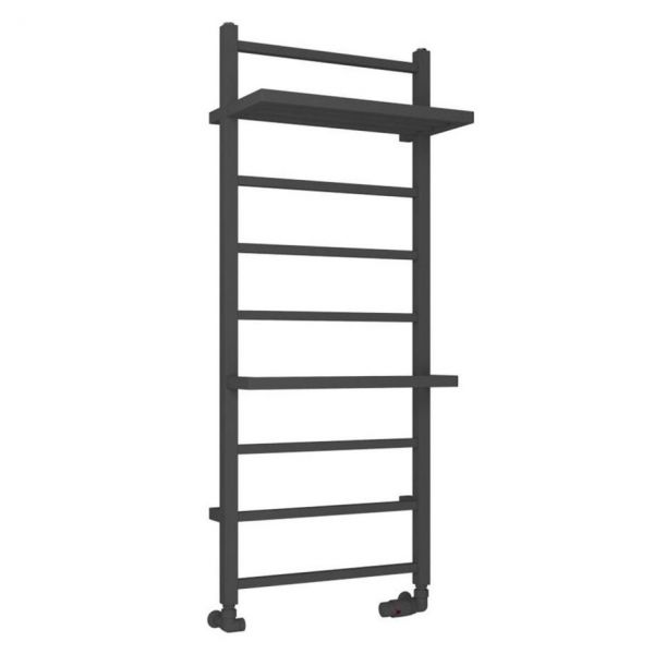 Eastbrook Launton 1200 x 500 Straight Matt Anthracite Towel Rail with Heated Shelves