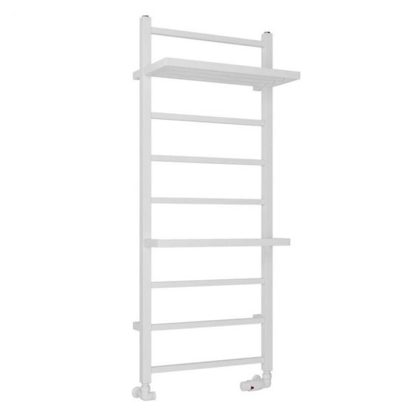 Eastbrook Launton 1200 x 500 Straight Matt White Towel Rail with Heated Shelves