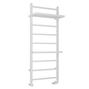 Eastbrook Launton 1200 x 500 Straight Matt White Towel Rail with Heated Shelves