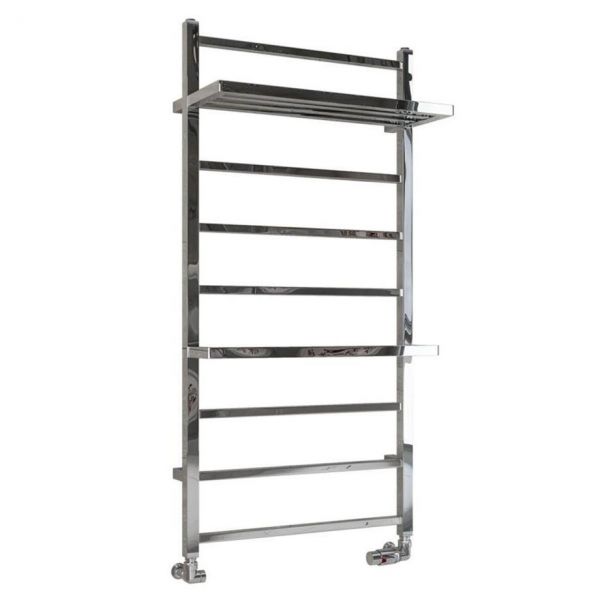 Eastbrook Launton 1200 x 600 Straight Chrome Towel Rail with Heated Shelves