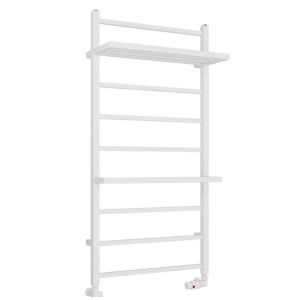Eastbrook Launton 1200 x 600 Straight Matt White Towel Rail with Heated Shelves