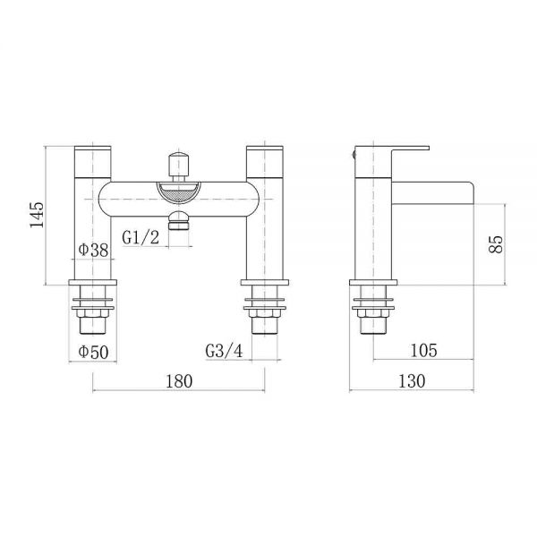 Eastbrook Ledwell Black Bath Shower Mixer Tap #2