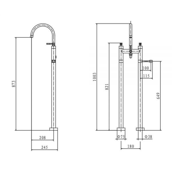 Eastbrook Leith Chrome Floor Standing Bath Shower Mixer Tap #2
