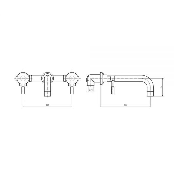 Eastbrook Leith Chrome 3 Hole Wall Mounted Basin Mixer Tap #2
