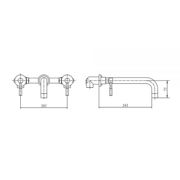 Eastbrook Leith Chrome 3 Hole Wall Mounted Bath Filler Tap #2