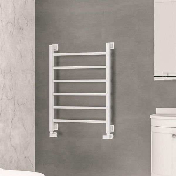Eastbrook Loxley 800 x 600 Matt White Designer Towel Rail #2