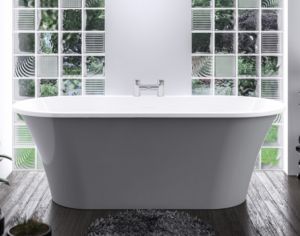 Eastbrook Margravine Gloss Grey Double Ended Freestanding Bath 1660 x 730mm