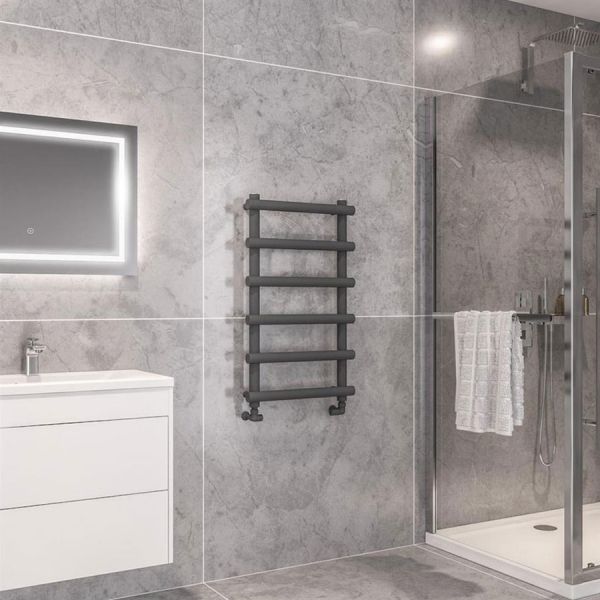 Eastbrook Marlow 850 x 500 Matt Anthracite Designer Towel Rail #2