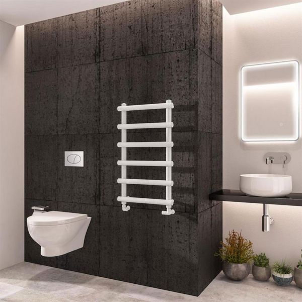Eastbrook Marlow 850 x 500 Matt White Designer Towel Rail #2