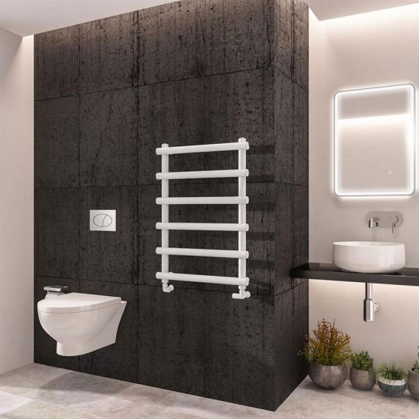 Eastbrook Marlow 850 x 600 Matt White Designer Towel Rail #2