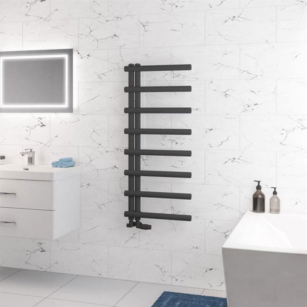 Eastbrook Marlow E Style 1150 x 500 Matt Anthracite Designer Towel Rail #2