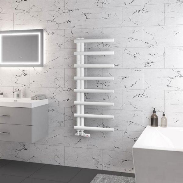 Eastbrook Marlow E Style 1150 x 500 Matt White Designer Towel Rail #2