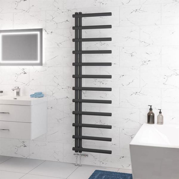 Eastbrook Marlow E Style 1750 x 500 Matt Anthracite Designer Towel Rail #2