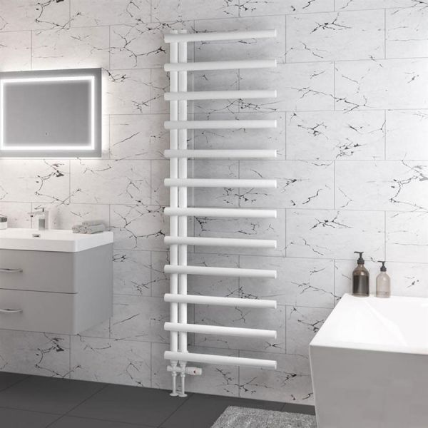 Eastbrook Marlow E Style 1750 x 600 Matt White Designer Towel Rail #2