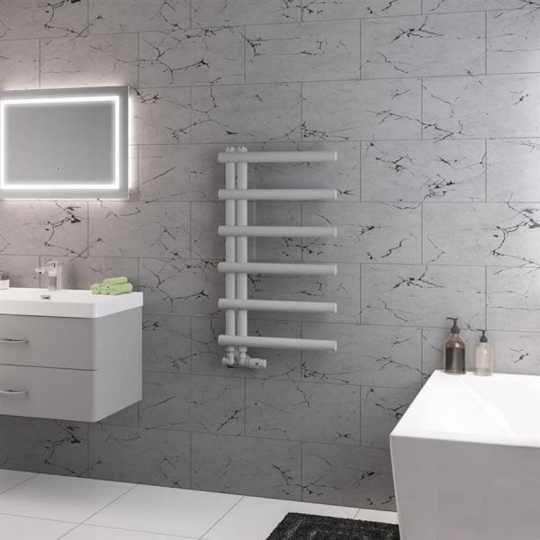 Eastbrook Marlow E Style 850 x 500 Matt Grey Designer Towel Rail #2