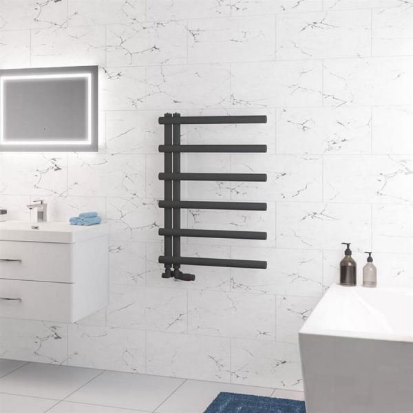 Eastbrook Marlow E Style 850 x 600 Matt Anthracite Designer Towel Rail #2