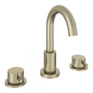 Eastbrook Meriden Brushed Brass Deck Mounted 3 Hole Basin Mixer Tap