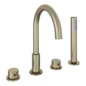 Eastbrook Meriden Brushed Brass Deck Mounted 4 Hole Bath Shower Mixer Tap