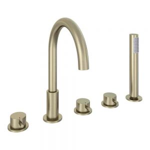 Eastbrook Meriden Brushed Brass Deck Mounted 5 Hole Bath Shower Mixer Tap