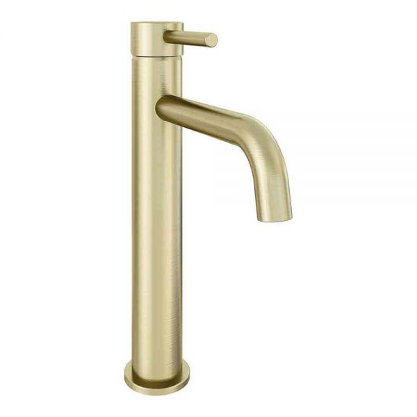 Eastbrook Meriden Brushed Brass Tall Basin Mixer Tap with Waste