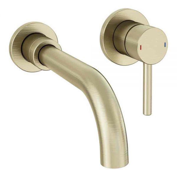 Eastbrook Meriden Brushed Brass Wall Mounted Basin Mixer Tap
