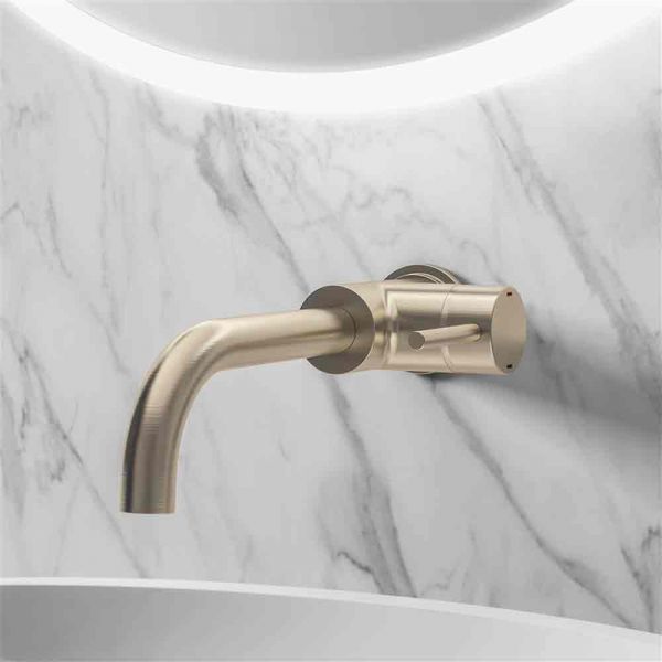 Eastbrook Meriden Brushed Brass Wall Mounted Mono Basin Mixer Tap