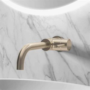 Eastbrook Meriden Brushed Brass Wall Mounted Mono Basin Mixer Tap