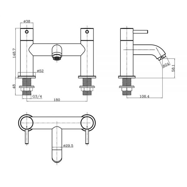Eastbrook Meriden Chrome Bath Filler Tap #2