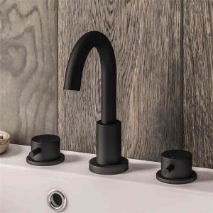 Eastbrook Meriden Matt Black Deck Mounted 3 Hole Basin Mixer Tap