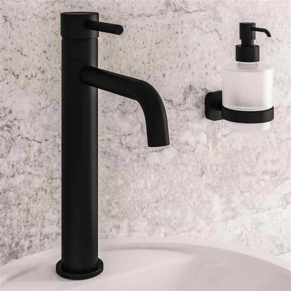Eastbrook Meriden Matt Black Tall Basin Mixer Tap with Waste