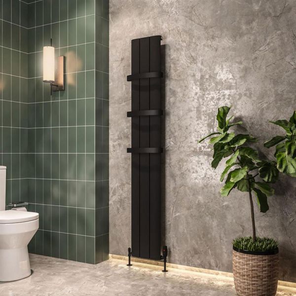 Eastbrook Peretti 1800 x 280 Matt Black Aluminium Designer Radiator #2