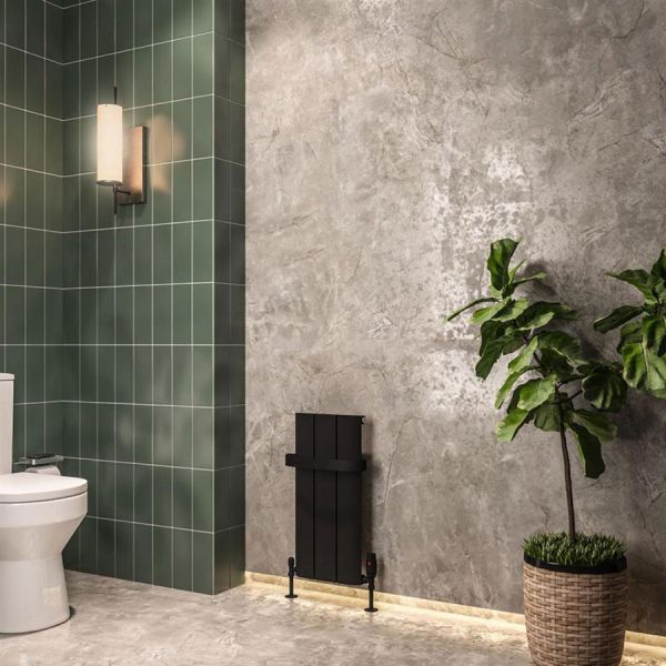 Eastbrook Peretti 600 x 280 Matt Black Aluminium Designer Radiator #2
