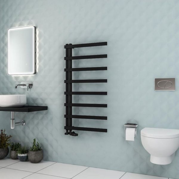Eastbrook Platani 1150 x 600 Matt Black Designer Towel Rail #2