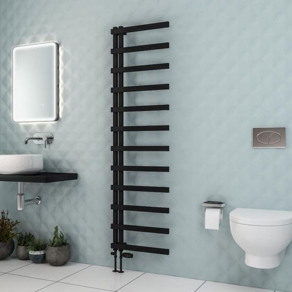Eastbrook Platani 1800 x 500 Matt Black Designer Towel Rail #2