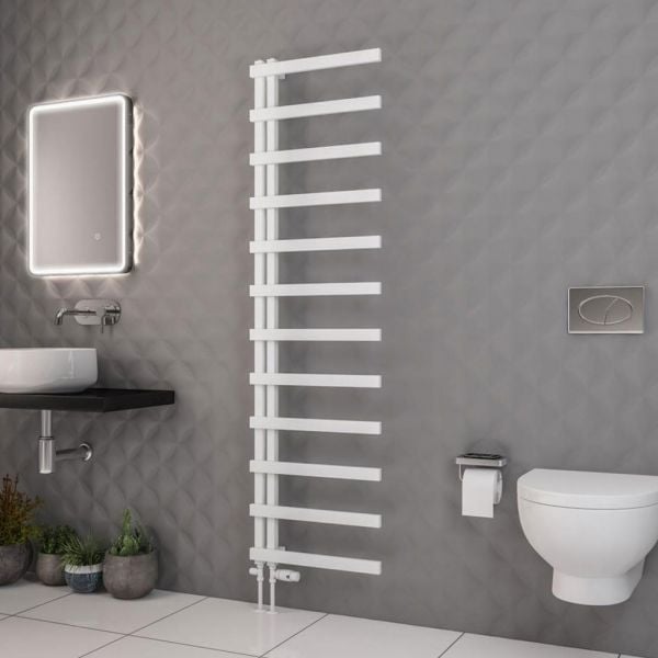 Eastbrook Platani 1800 x 500 Matt White Designer Towel Rail #2